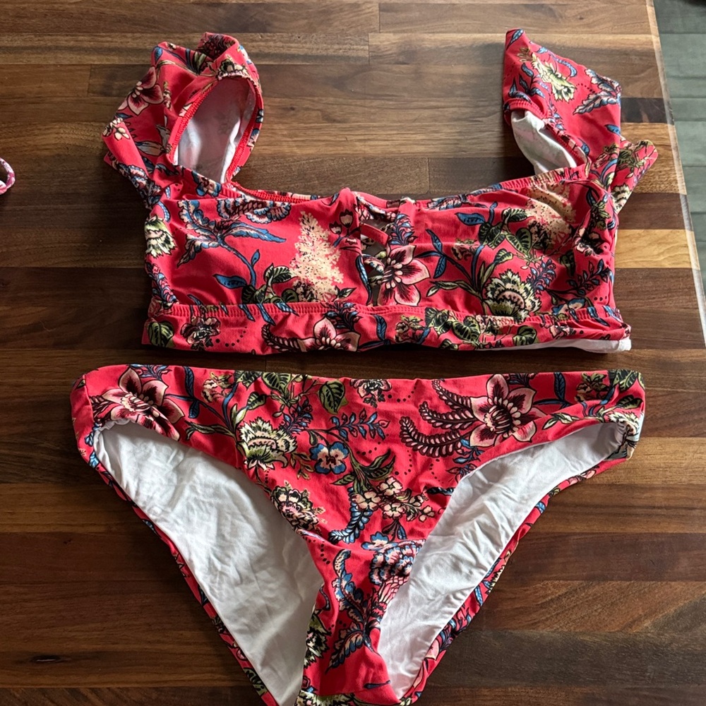 Ella Moss Red and White Floral Swimwear